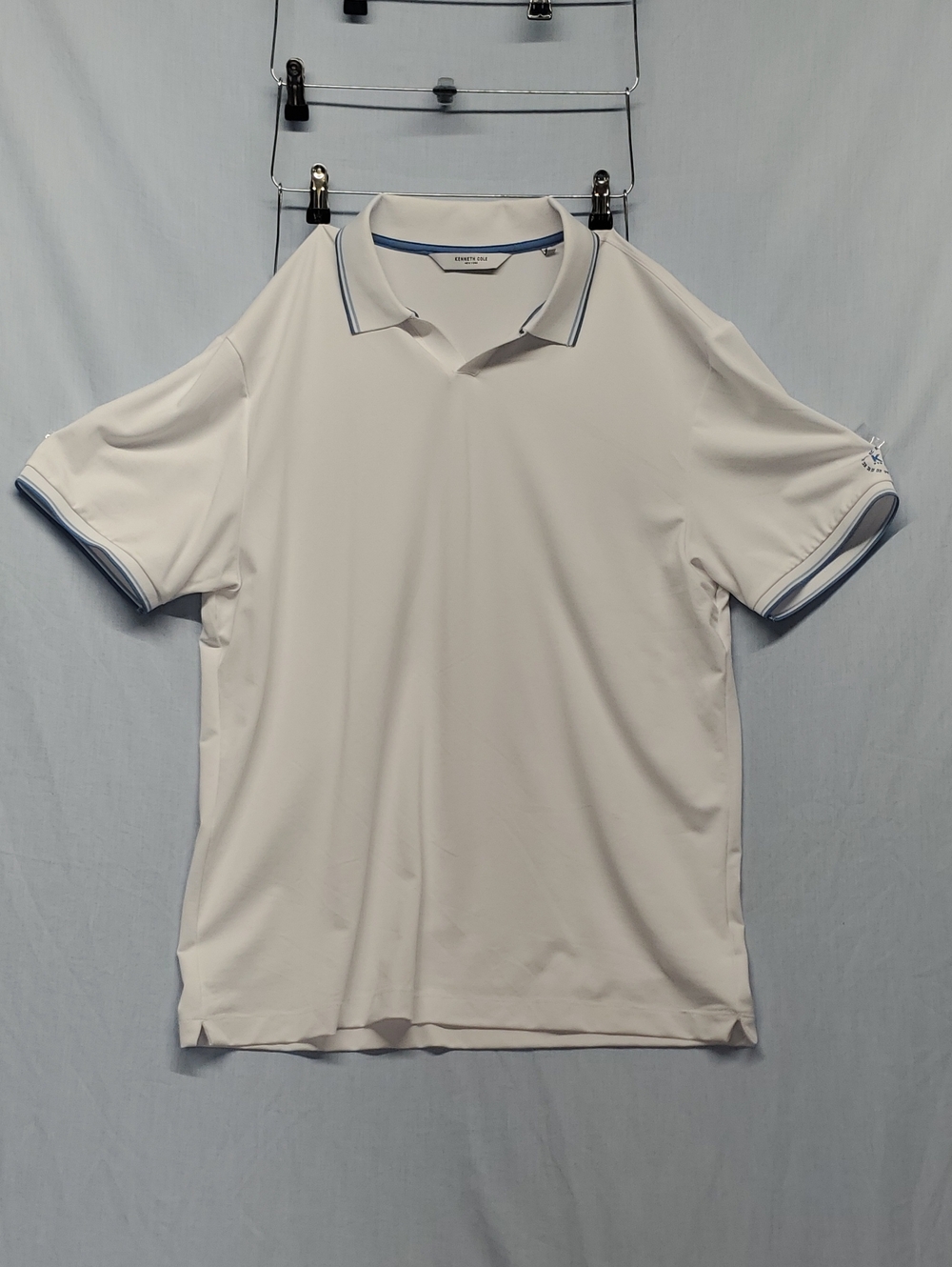 Kenneth Cole White Polo with Blue Trim #274